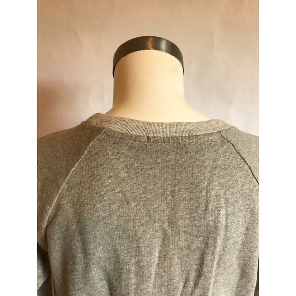 J. Crew Gray Sweater Sweatshirt W/ 100% Wool Cable Knit Front Panel, Size Small - Picture 9 of 12